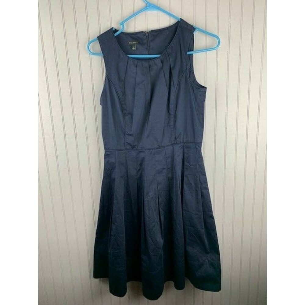 Talbots Size 4 Womens Dress Blue Scoop Neck Sleeveless Fit N Flare